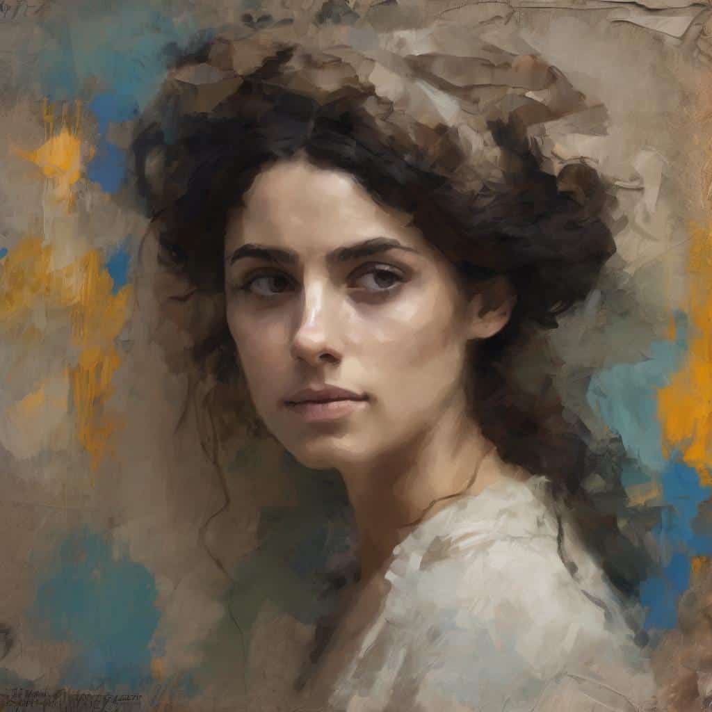 Ομορφιά, δημιουργικότητα και καλλιτεχνική καινοτομία σε ζωγραφική πορτρέτου γυναίκας.