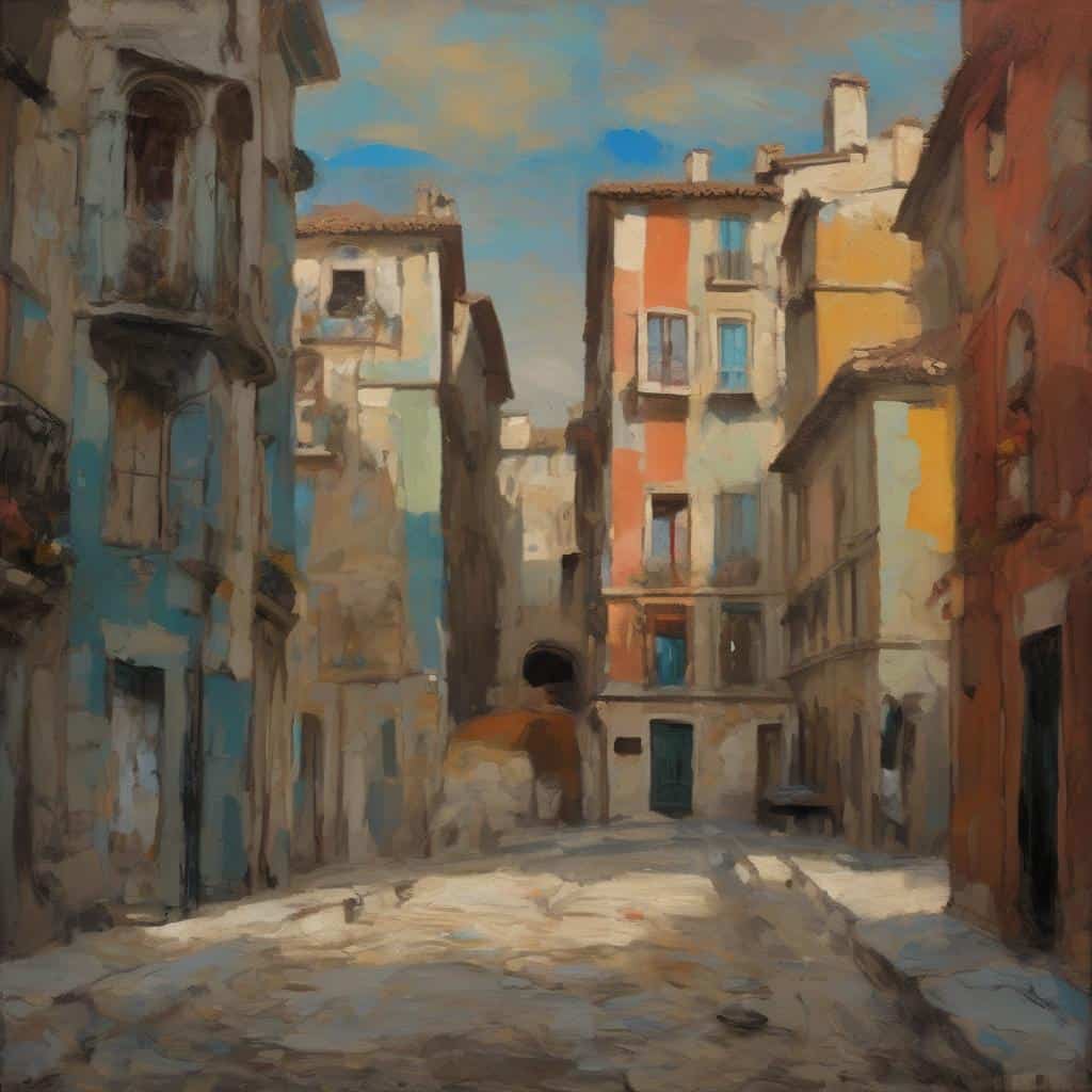 Παράδειγμα πόλης με ελαιογραφία, δημιουργική και καλλιτεχνική καινοτομία, ζωγραφική δρόμου, σύγχρονη τέχνη, καλλιτεχνική έκφραση.