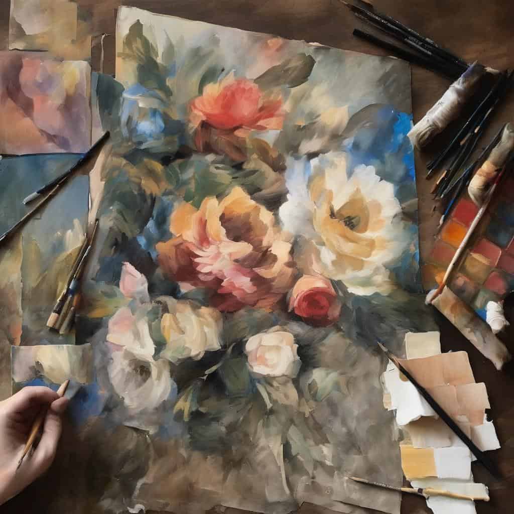 Ζωγραφική με λουλούδια, δημιουργία και καλλιτεχνική καινοτομία σε έργα τέχνης.